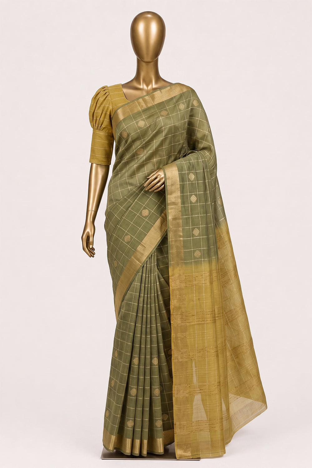 Image of Green Desi Tussar Silk Saree