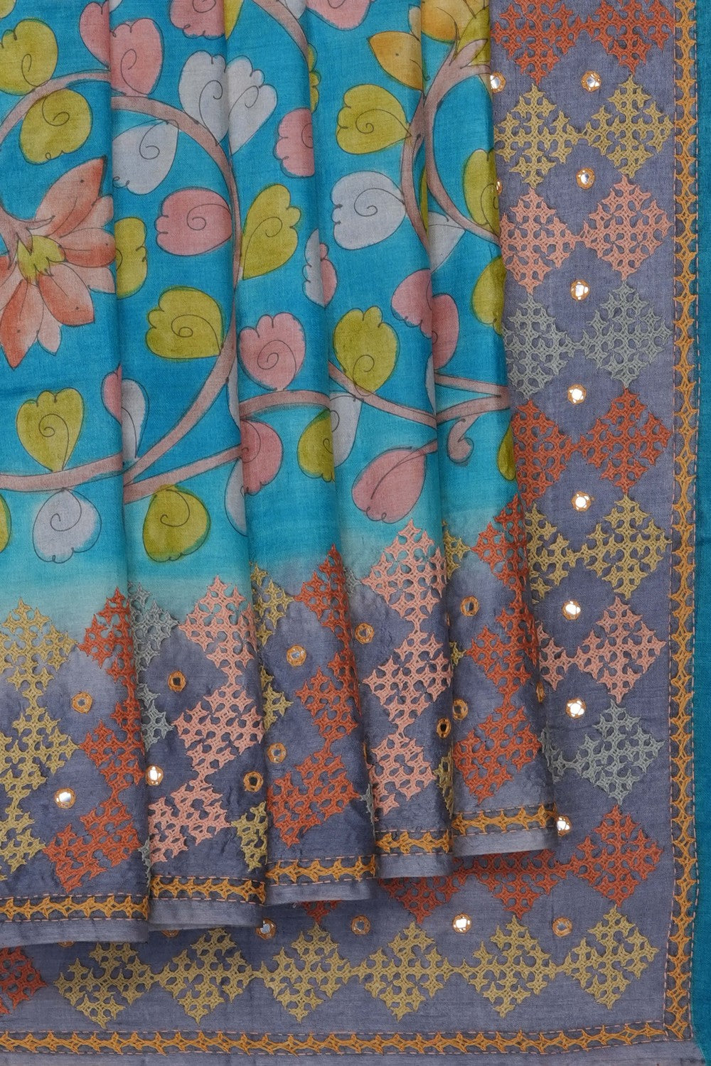 Image of Tussar Silk Saree With Beautiful Kasuti Embroidery Work