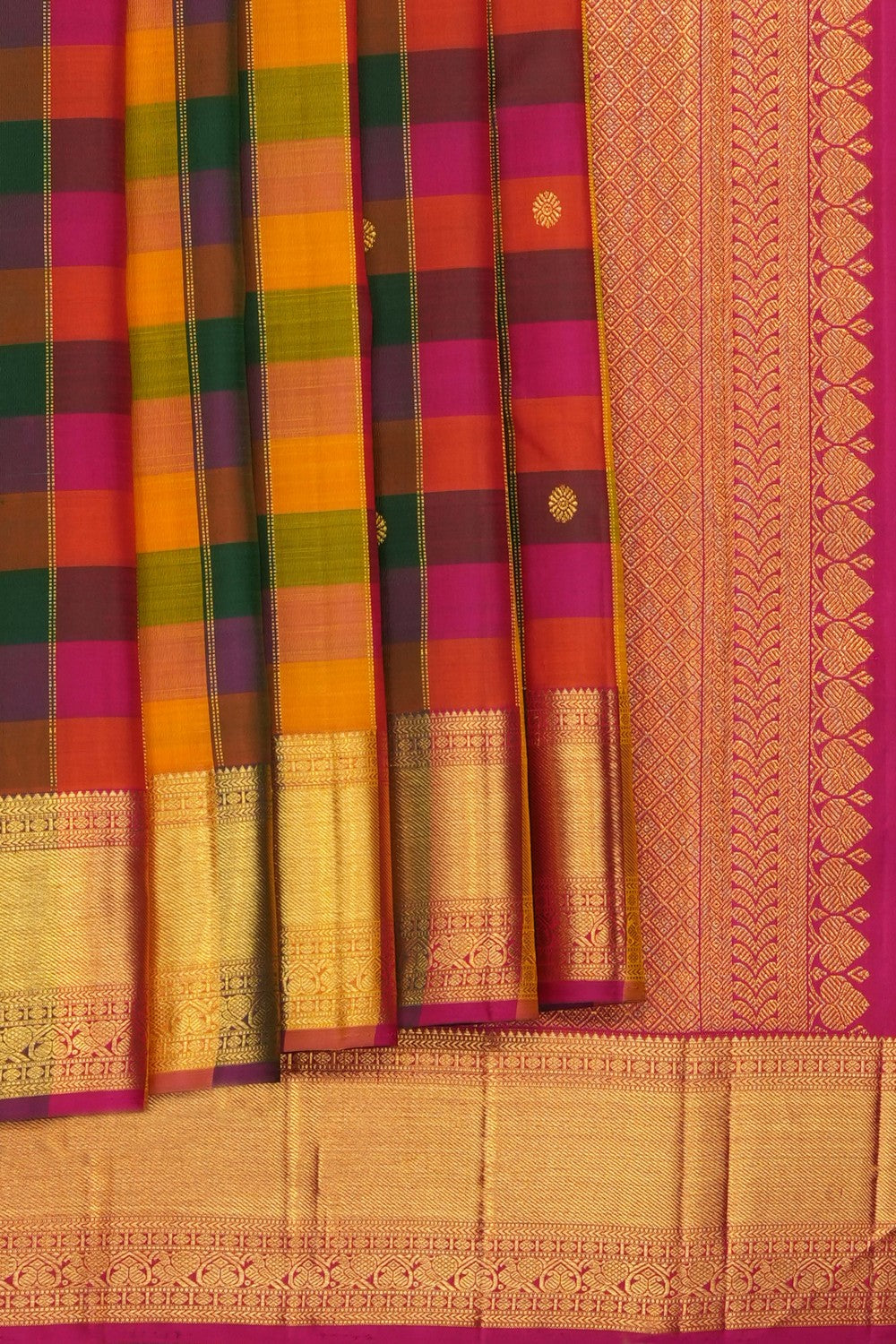 Image of Multi-Colour Arani Silk Kattam Saree