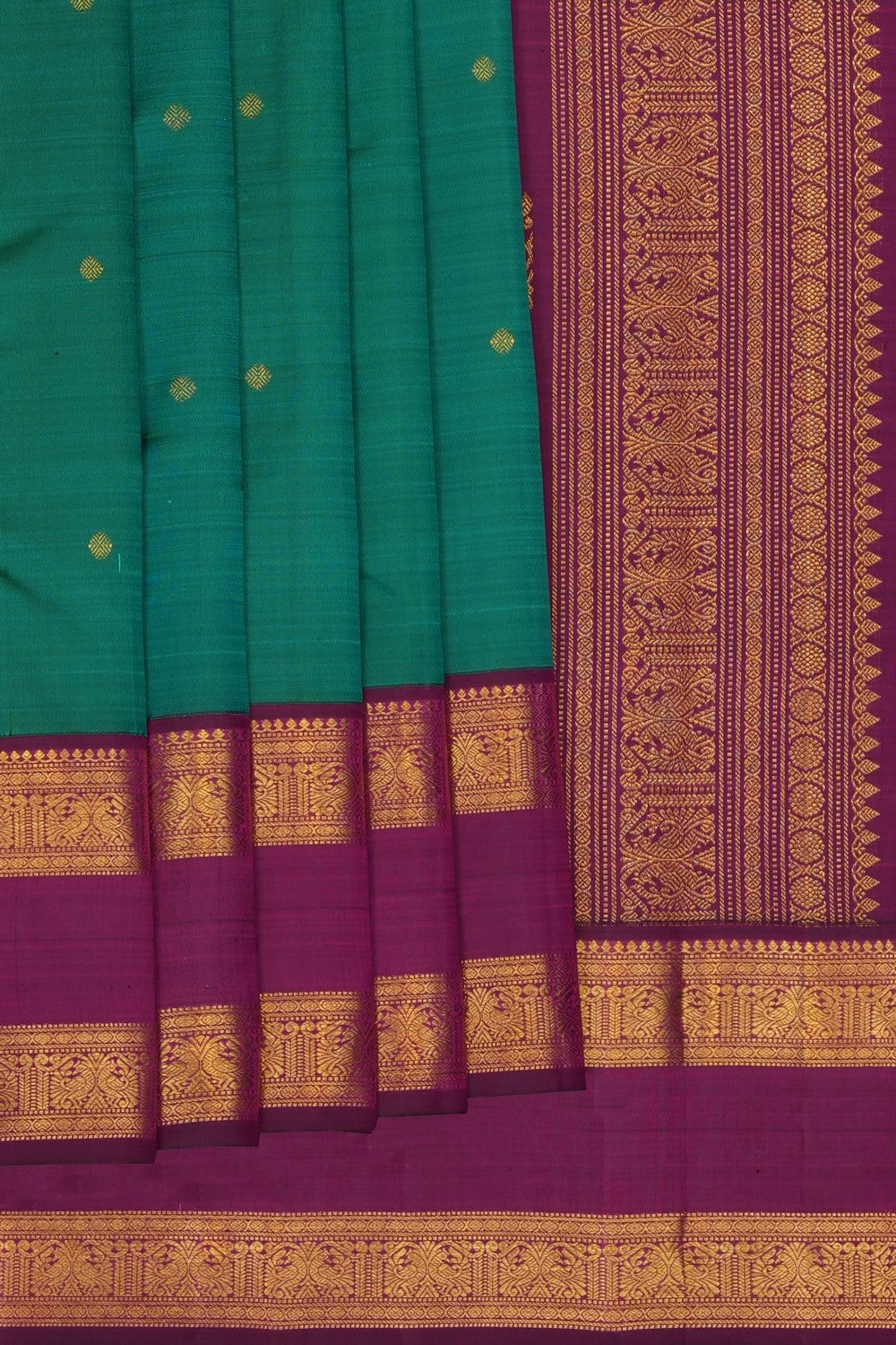 Image of Teal-Green Arani Silk Saree