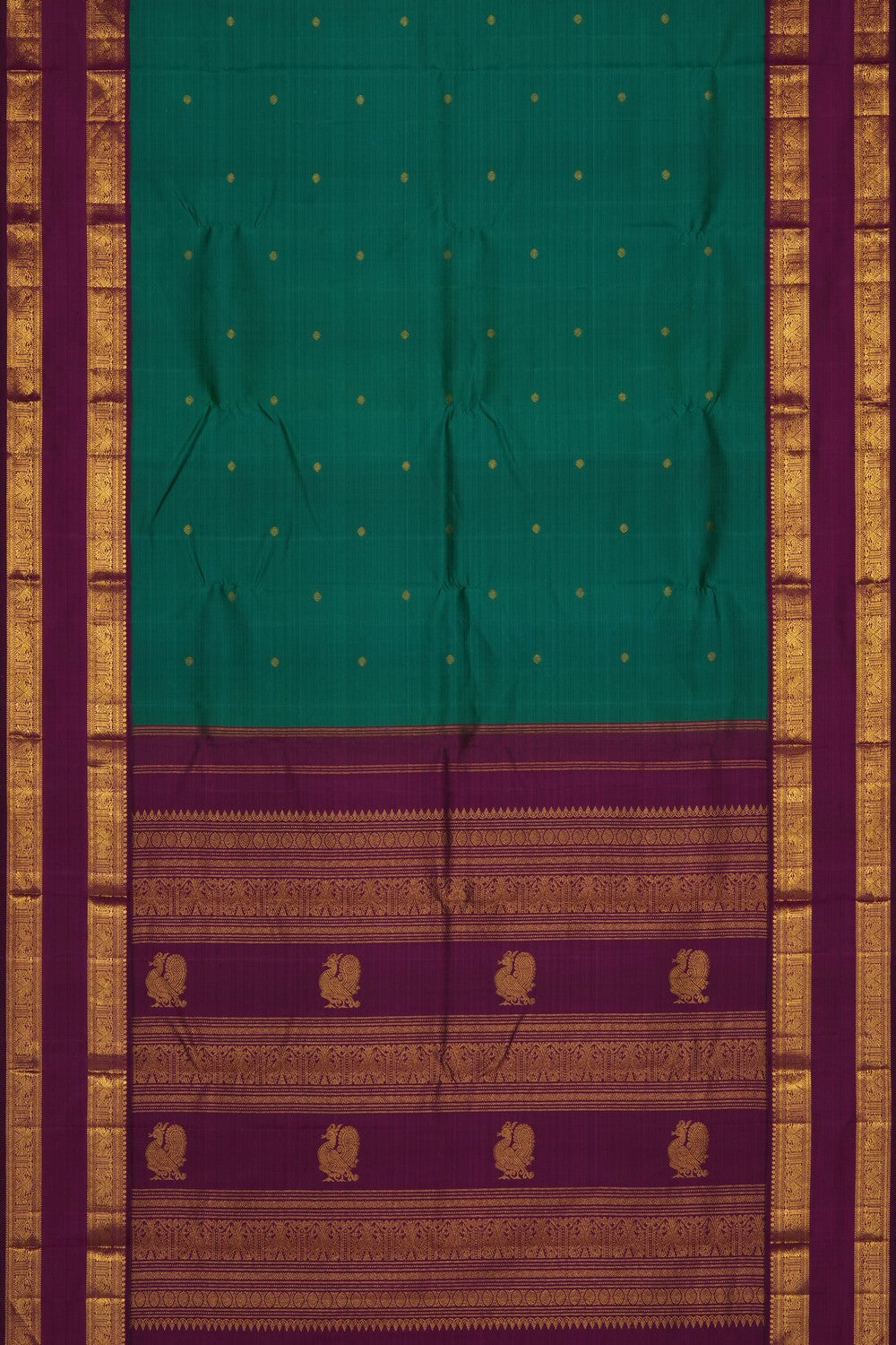 Image of Teal-Green Arani Silk Saree