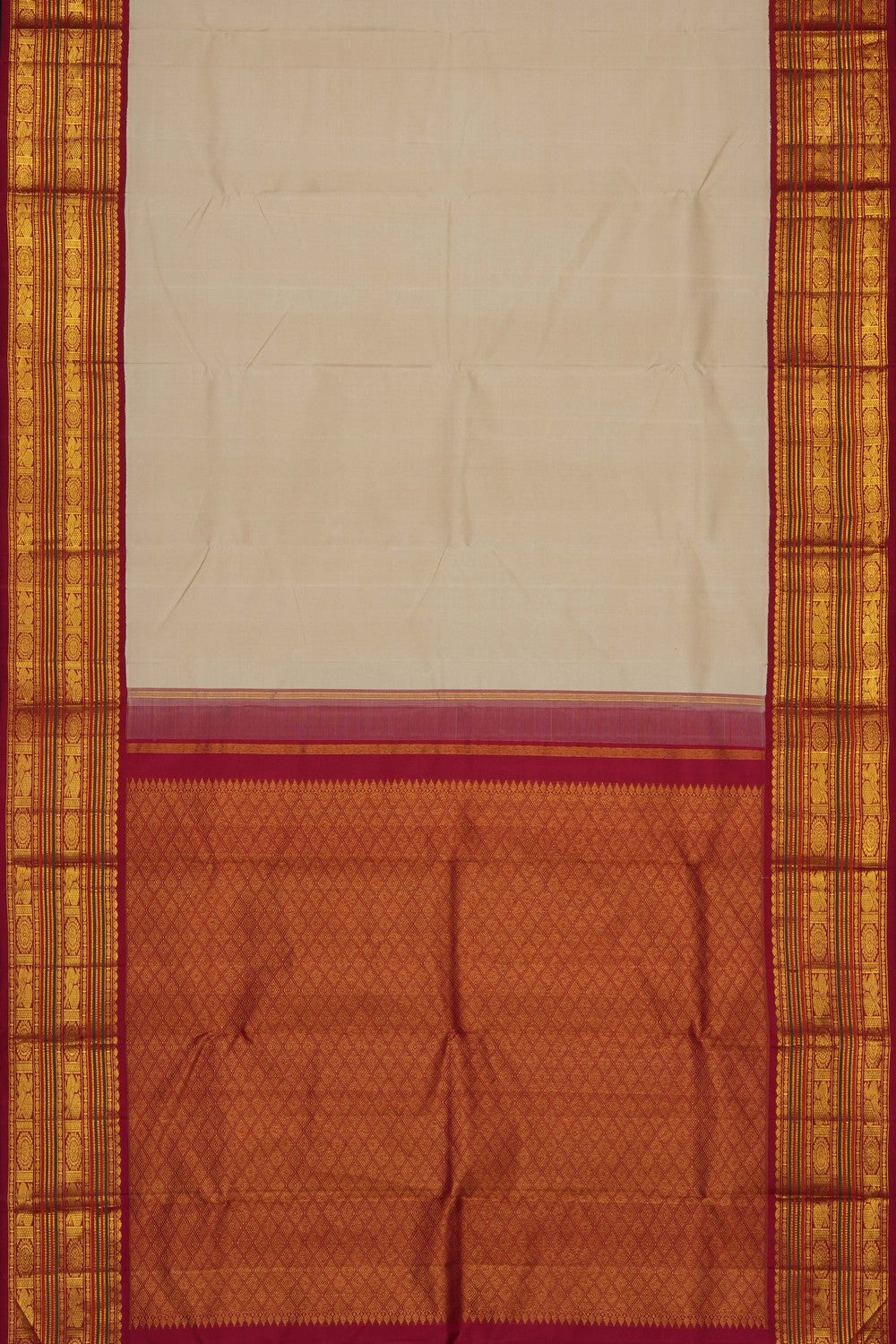Image of Off-White Arani Silk Saree