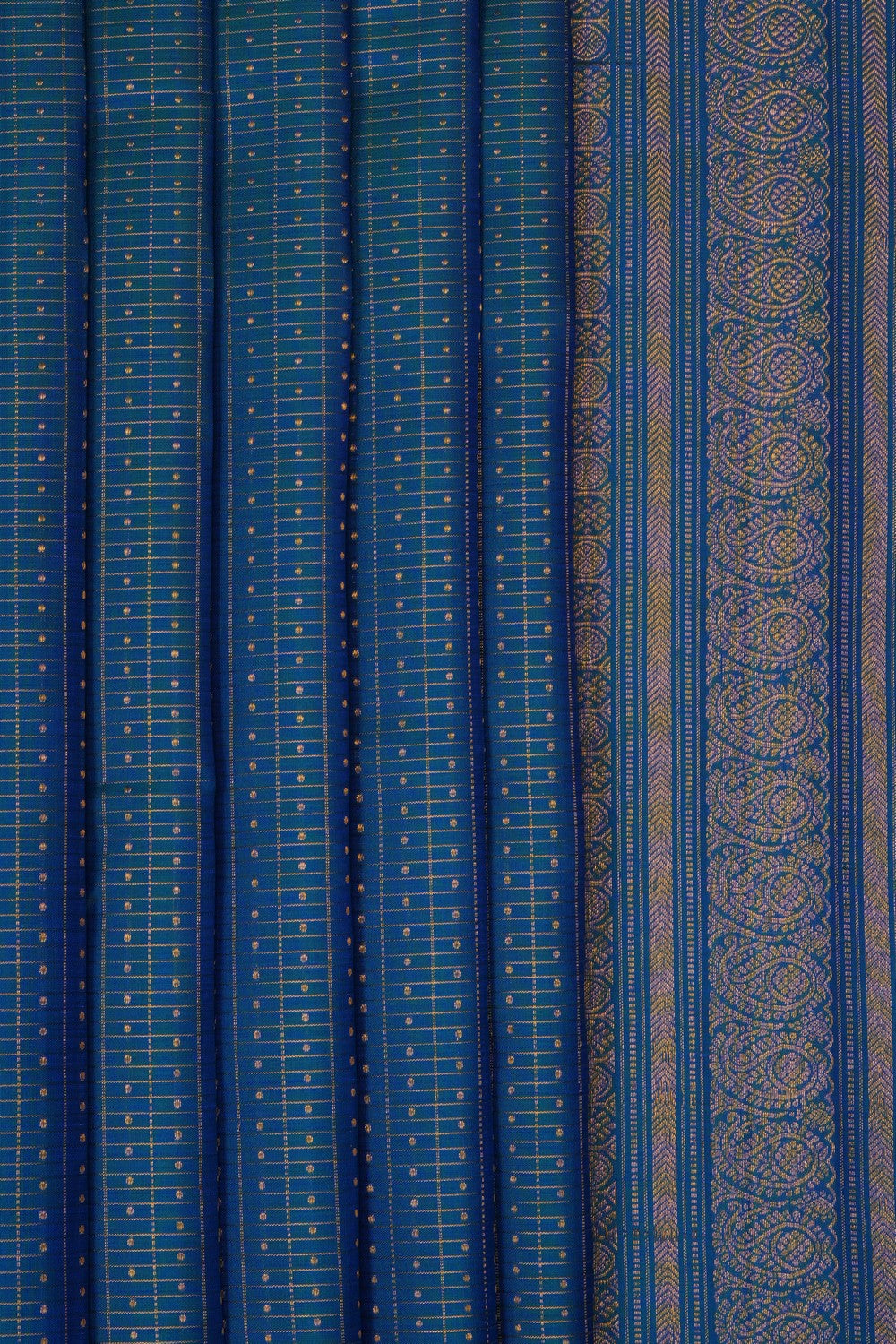 Image of Blue South Silk Kattam Saree