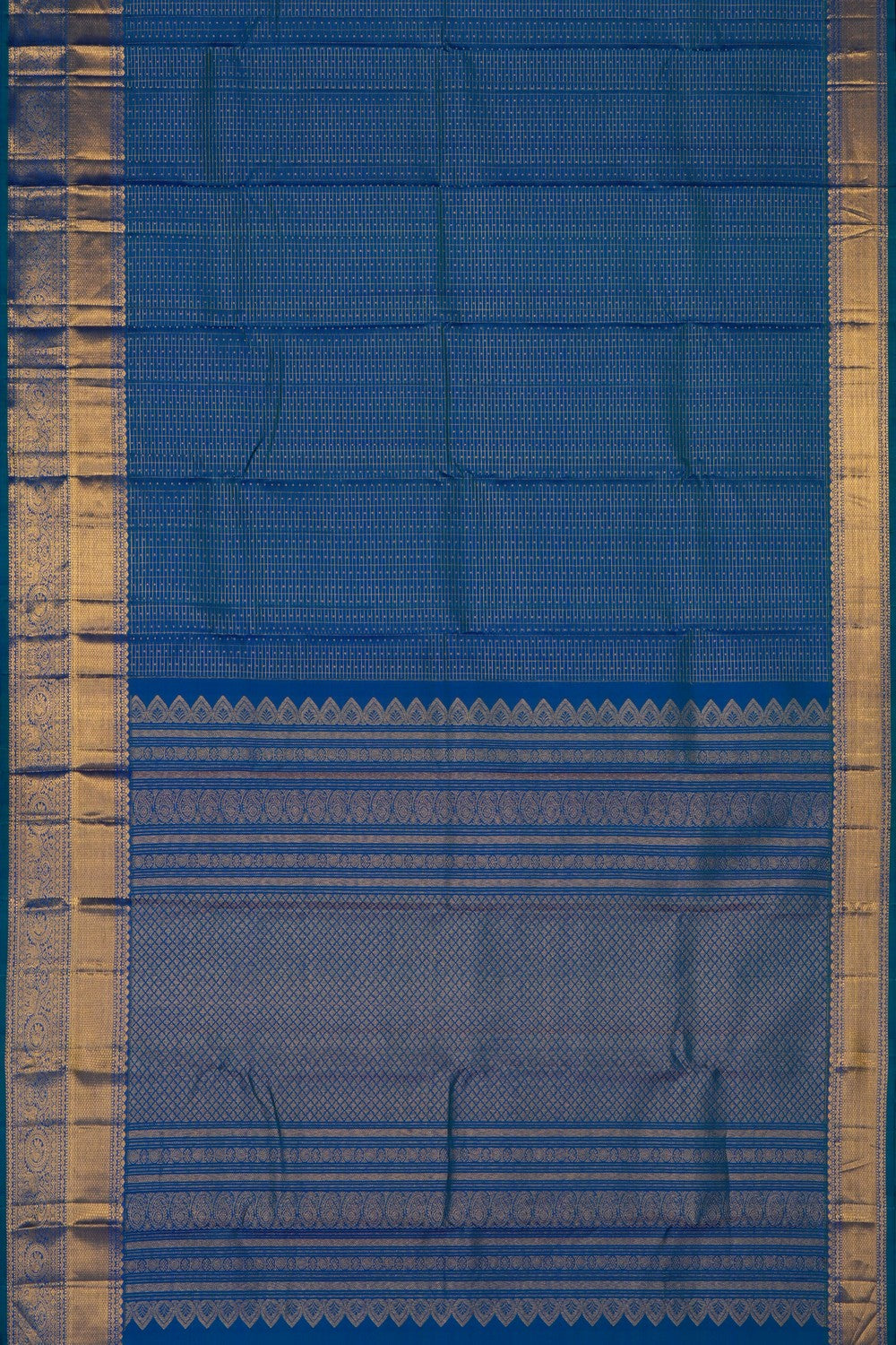 Image of Blue South Silk Kattam Saree