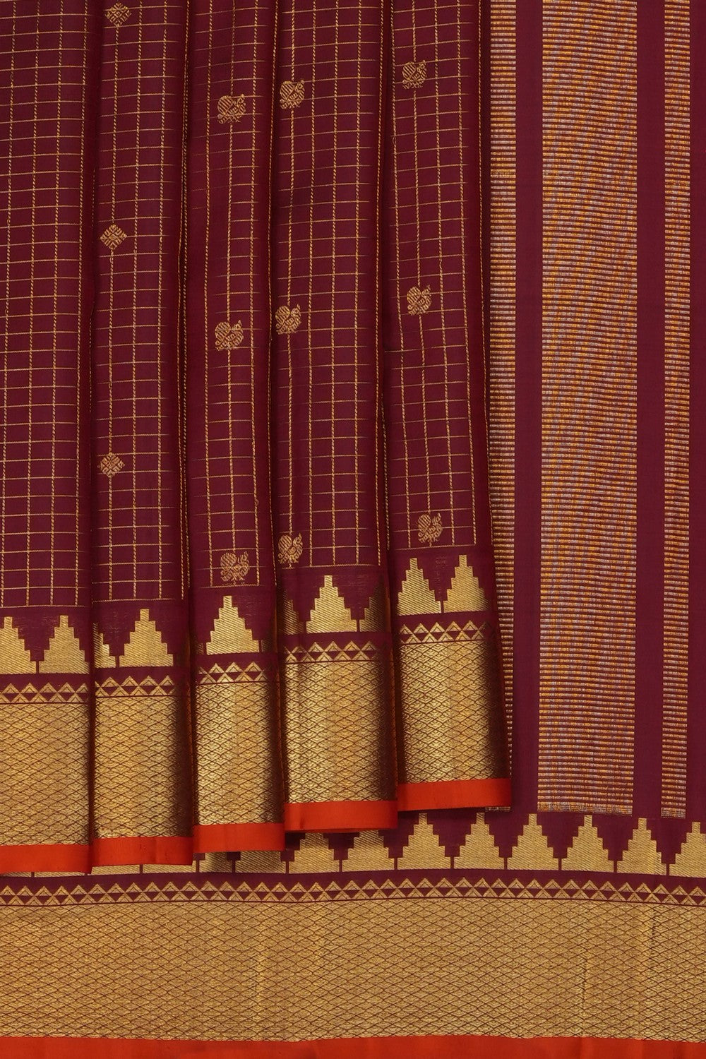 Image of Maroon South Silk Kattam Saree