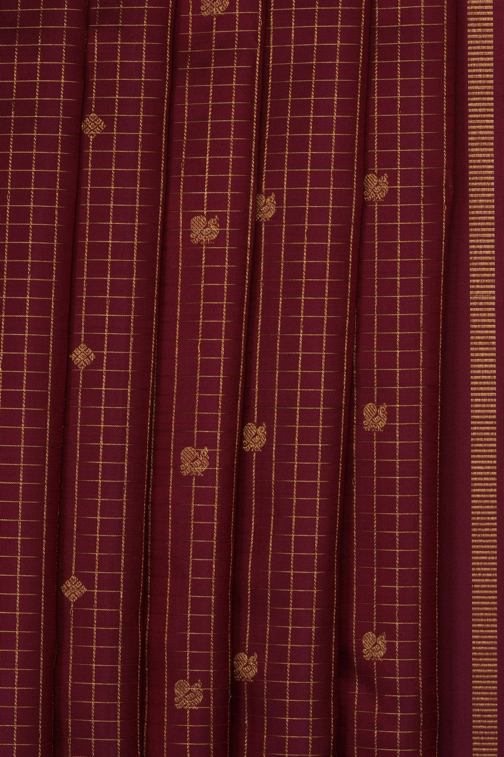 Image of Maroon South Silk Kattam Saree