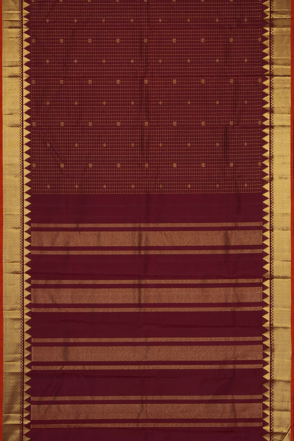 Image of Maroon South Silk Kattam Saree