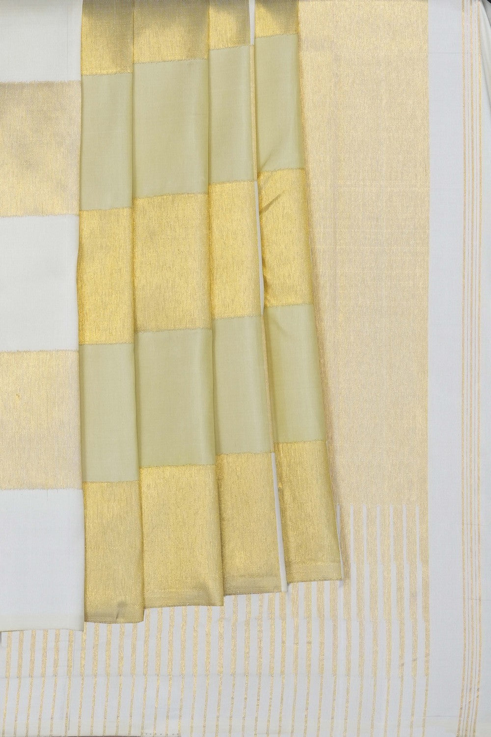 Image of Off-White Arani Silk Saree