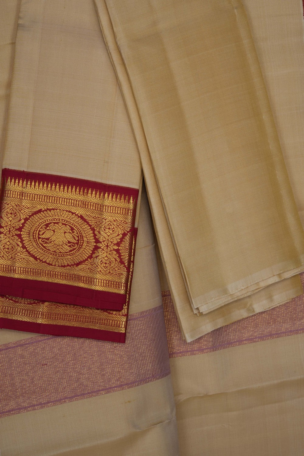 Image of Arani Silk Dhoti With Kanduva (8 X 4) 3 PCS Set