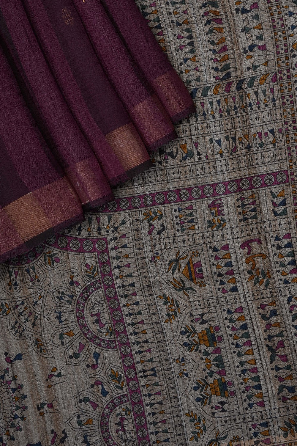 Image of Violet Tussar Silk Saree