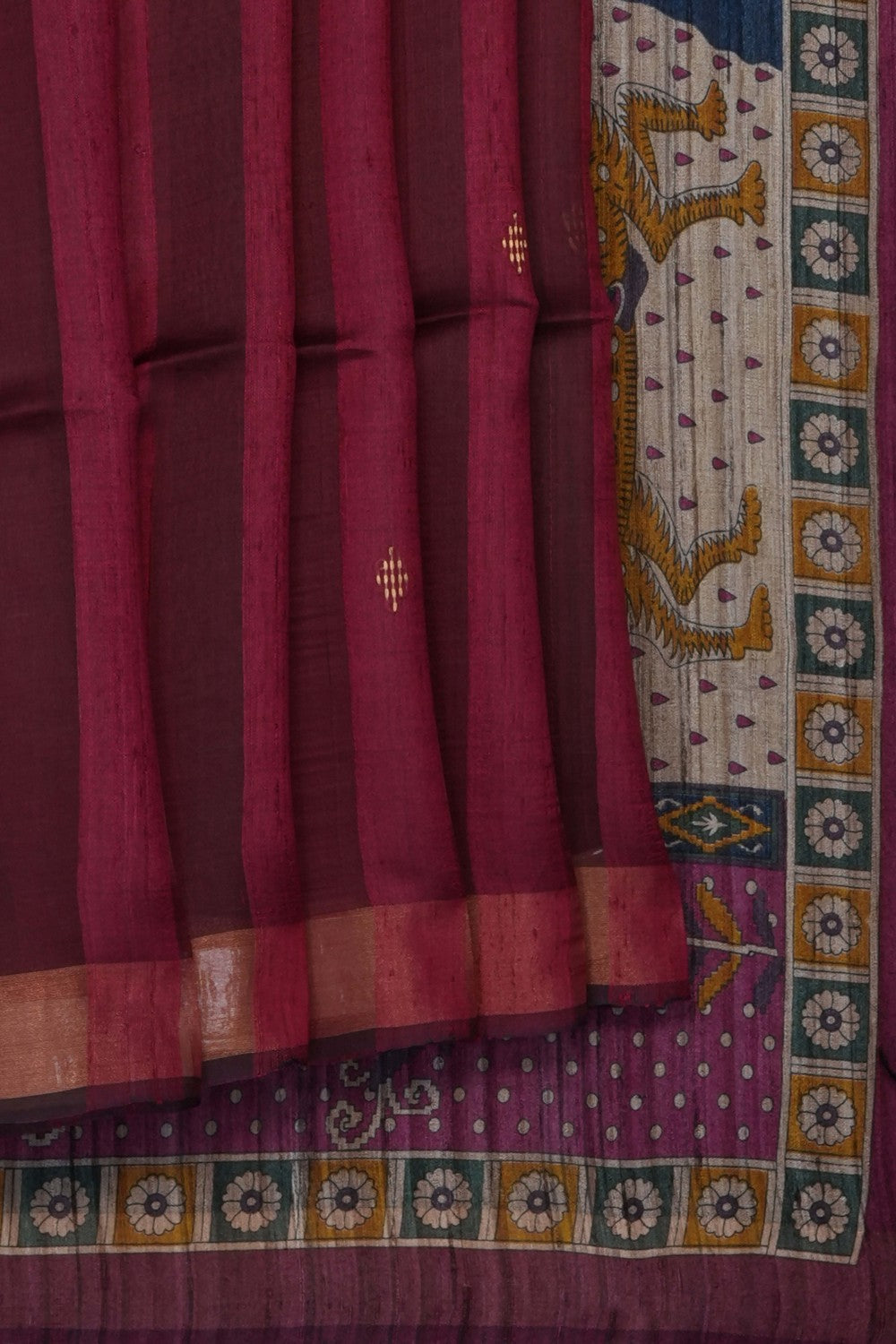 Image of Pink Tussar Silk Saree