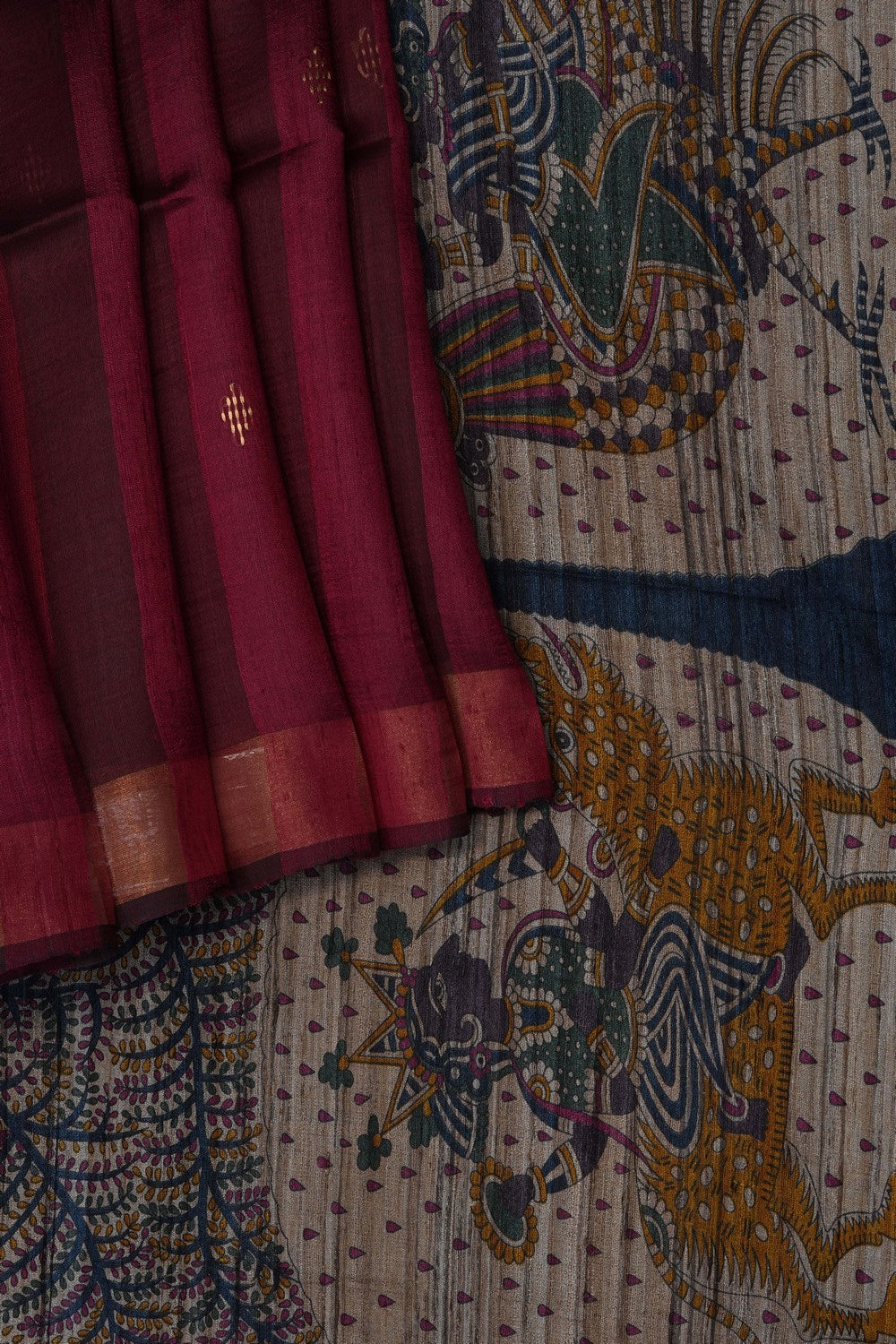 Image of Pink Tussar Silk Saree