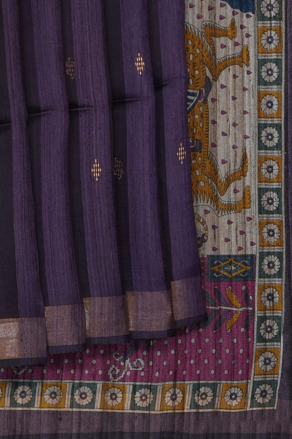 Image of Purple Tussar Silk Saree