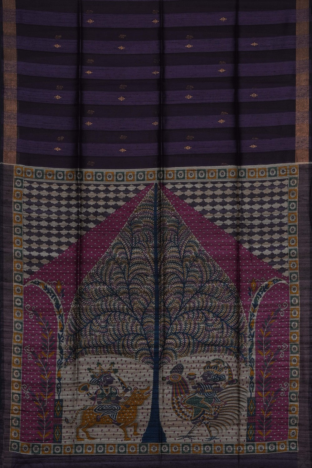 Image of Purple Tussar Silk Saree