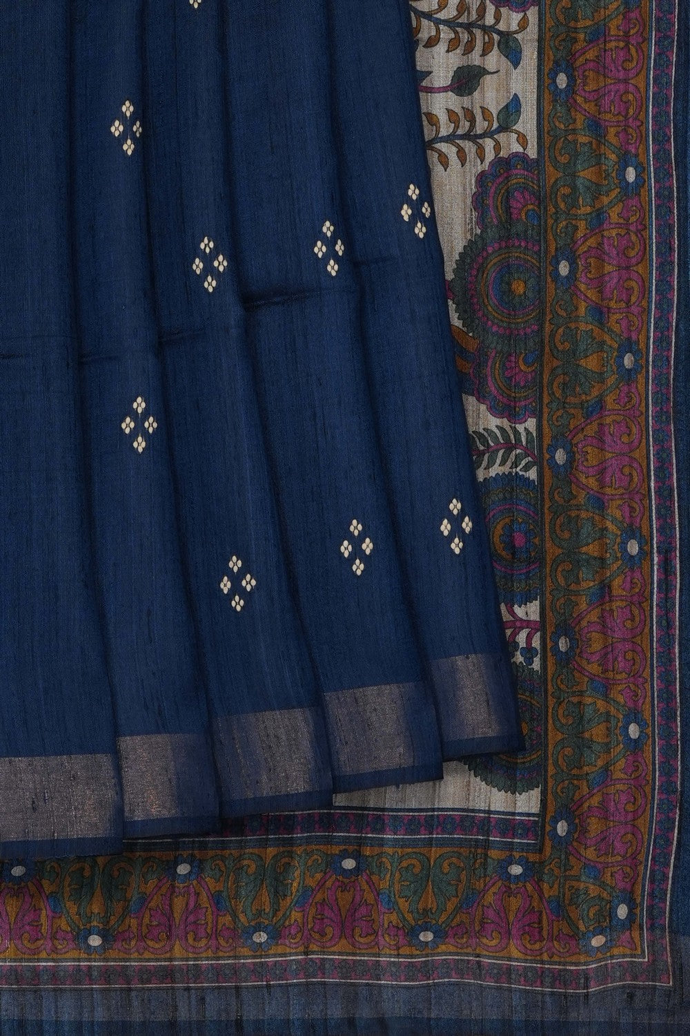 Image of Blue Tussar Silk Saree