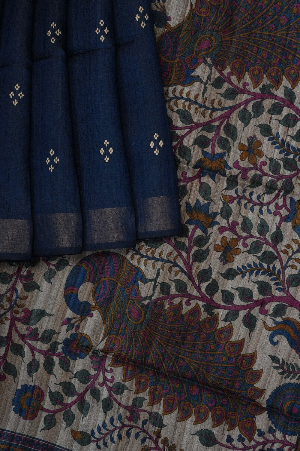 Image of Blue Tussar Silk Saree