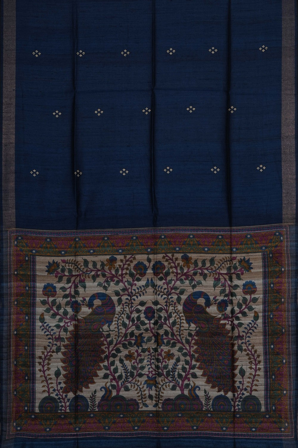 Image of Blue Tussar Silk Saree