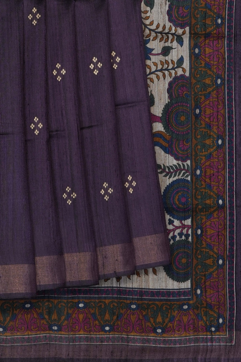 Image of Violet Tussar Silk Saree