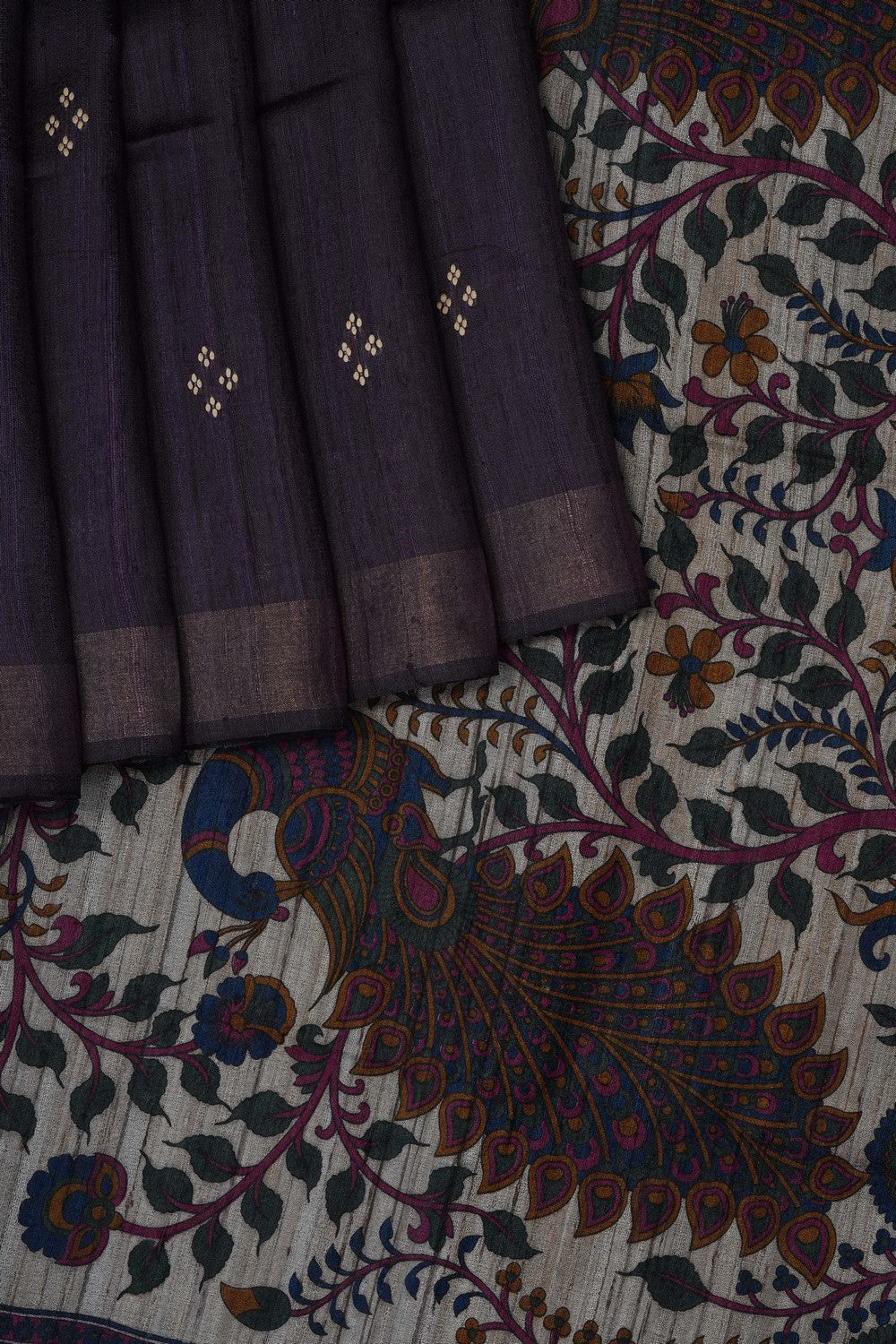 Image of Violet Tussar Silk Saree
