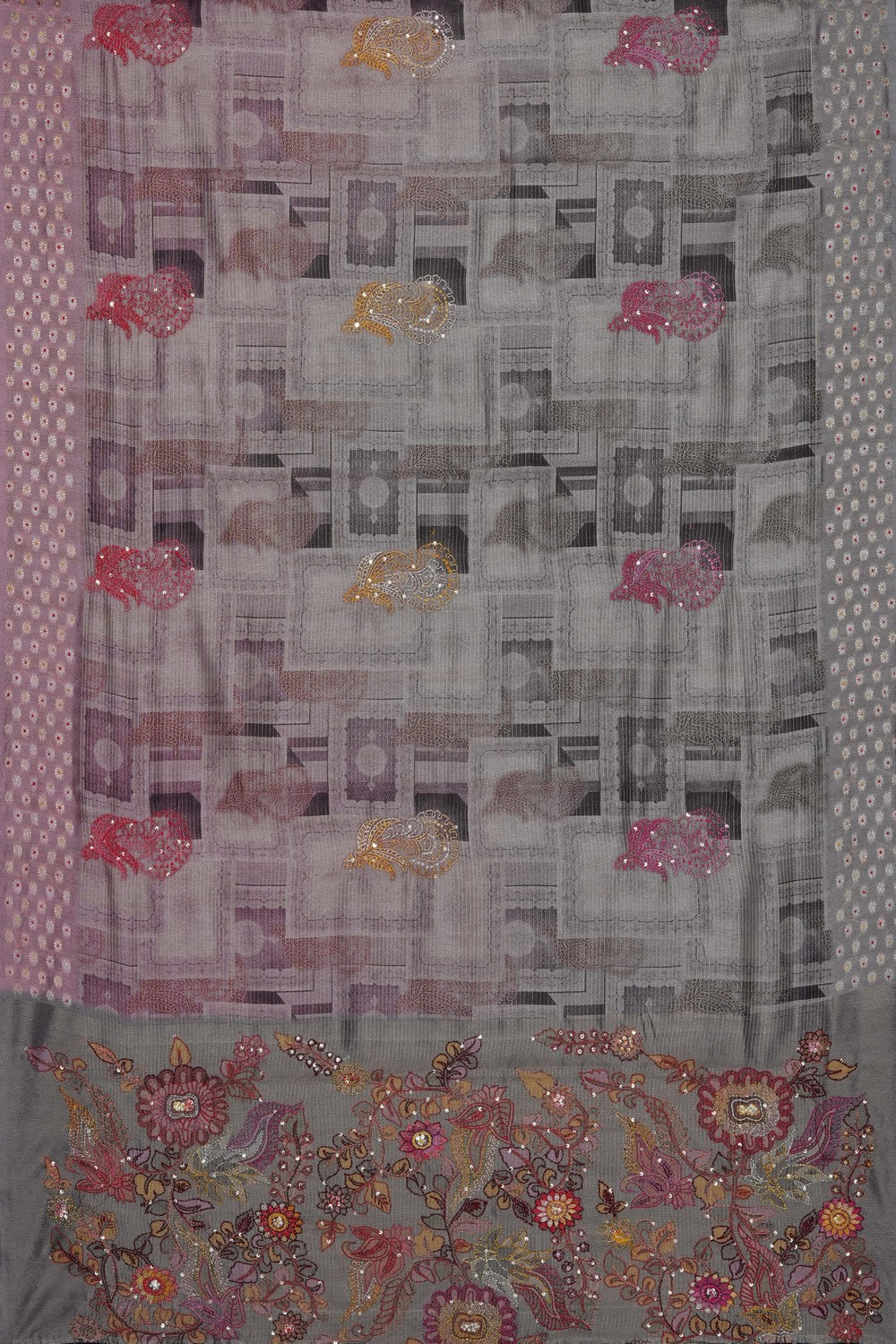 Image of Grey Desi Tussar Silk Saree