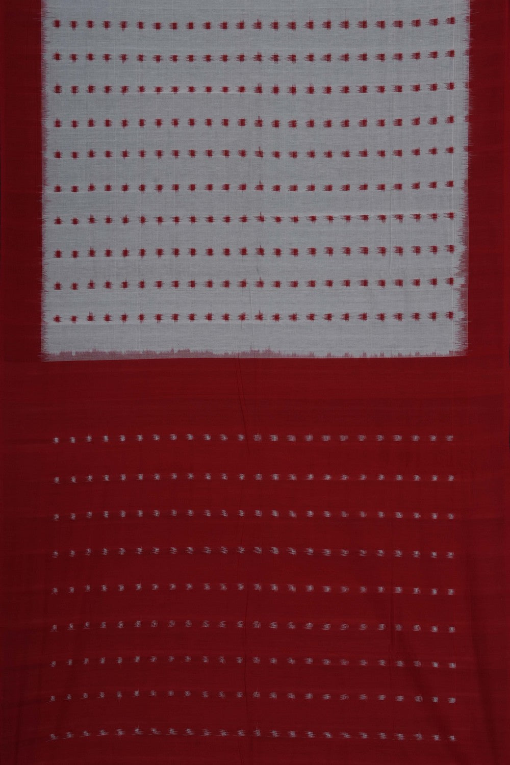 Image of Off-White Pochampally Ikat Cotton Saree
