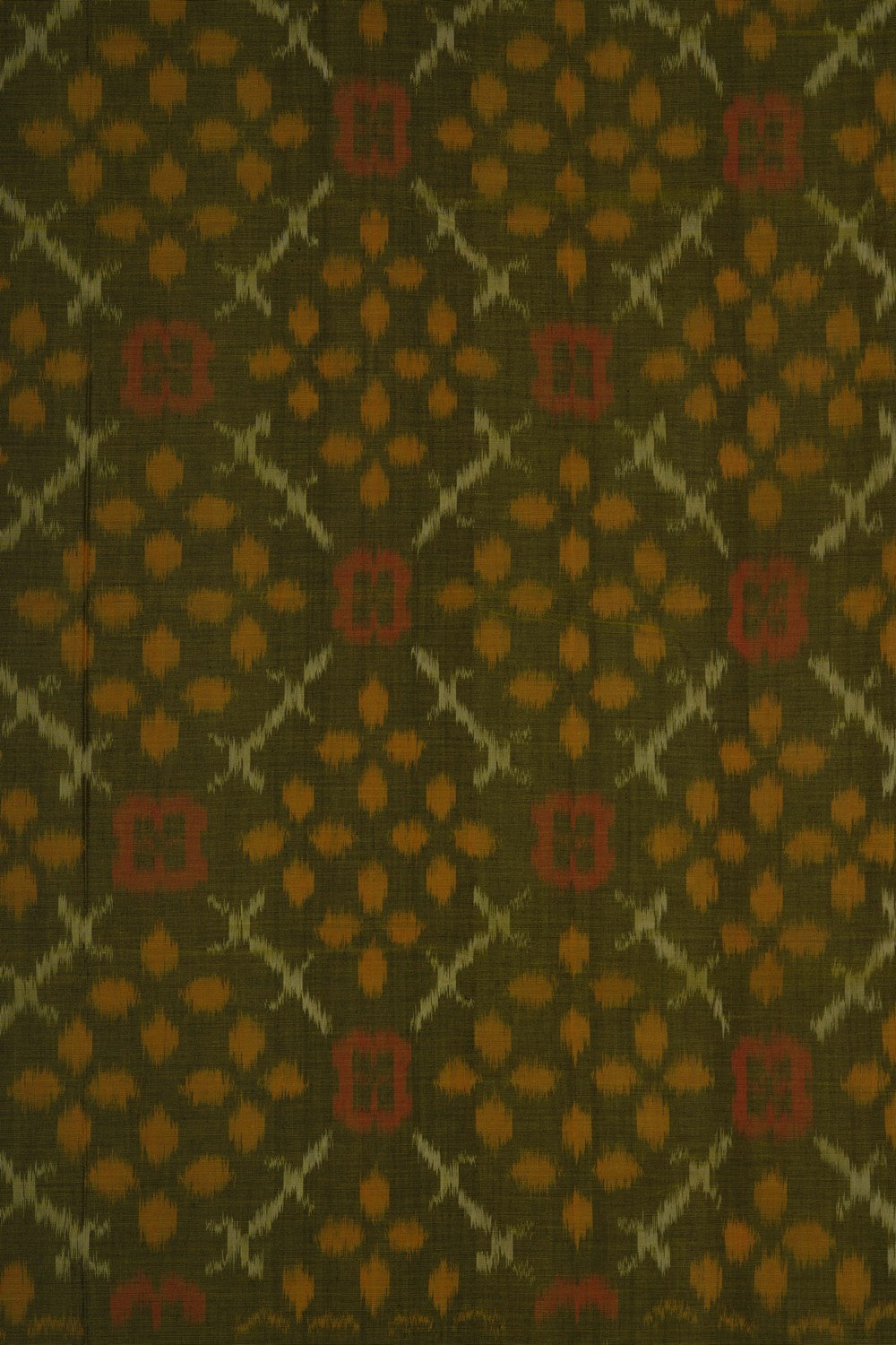 Image of Green Pochampally Ikat Cotton Saree