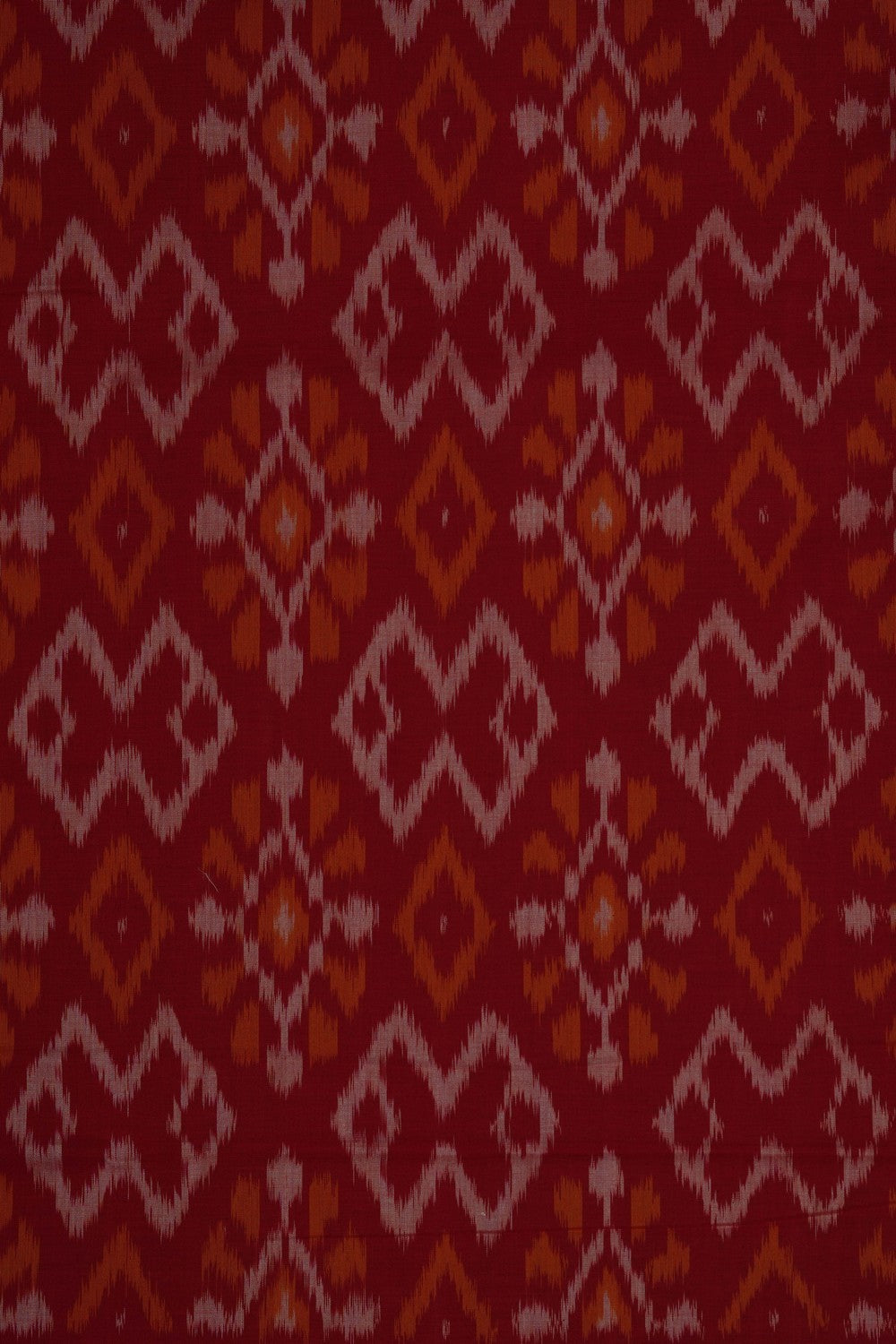 Image of Red Pochampally Ikat Cotton Saree
