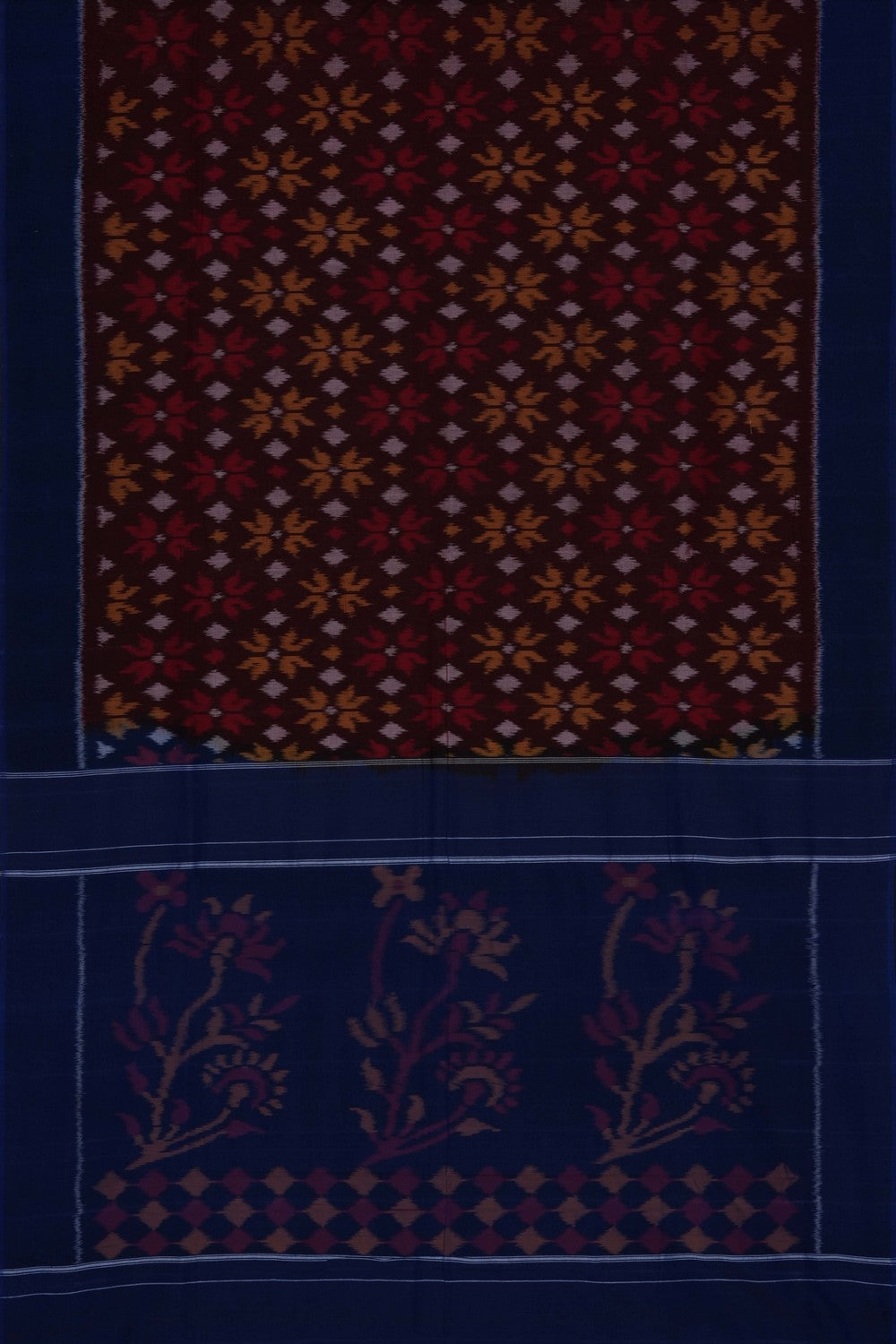 Image of Brown Pochampally Ikat Cotton Saree