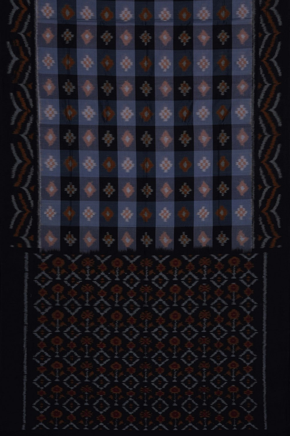 Image of Grey Pochampally Ikat Cotton Saree