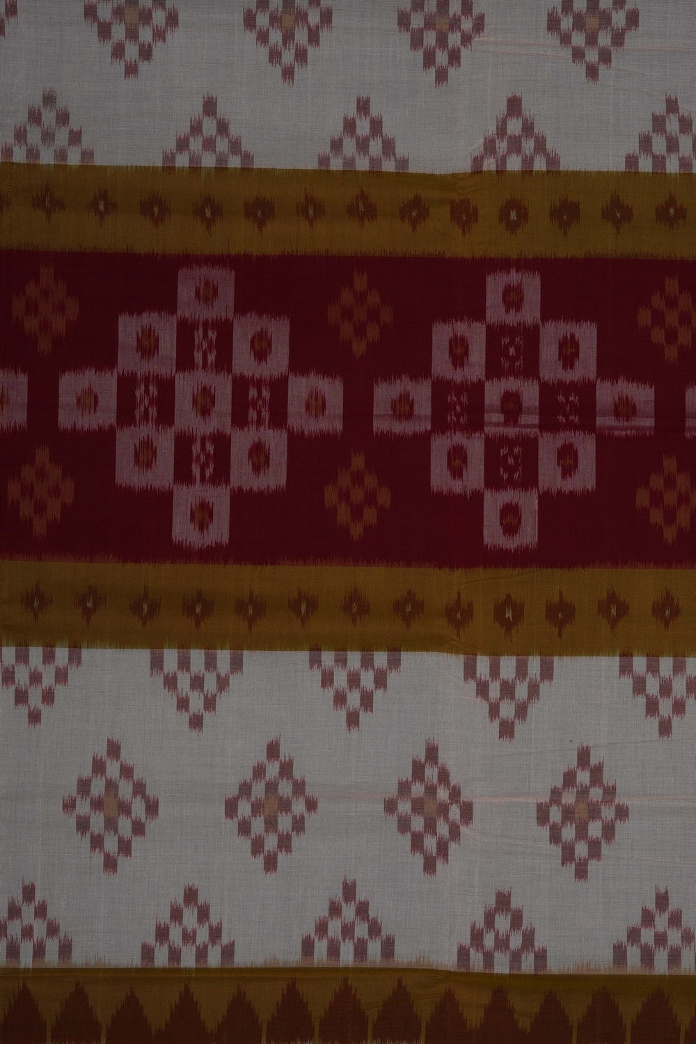 Image of Off-White Pochampally Ikat Cotton Saree