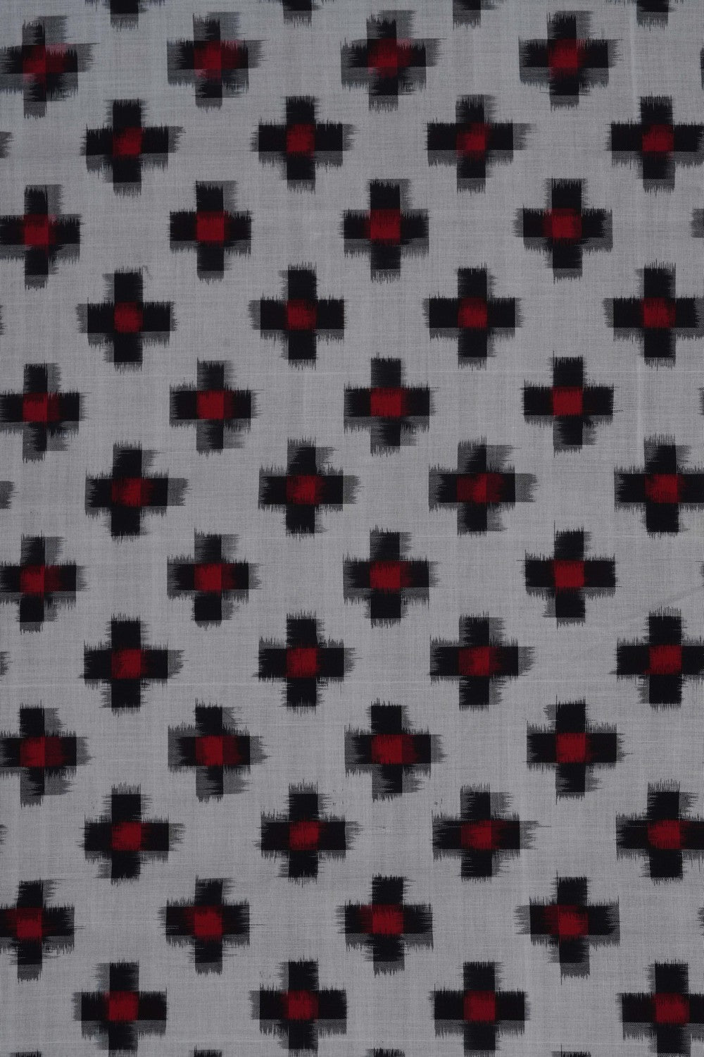 Image of White Pochampally Ikat Cotton Saree