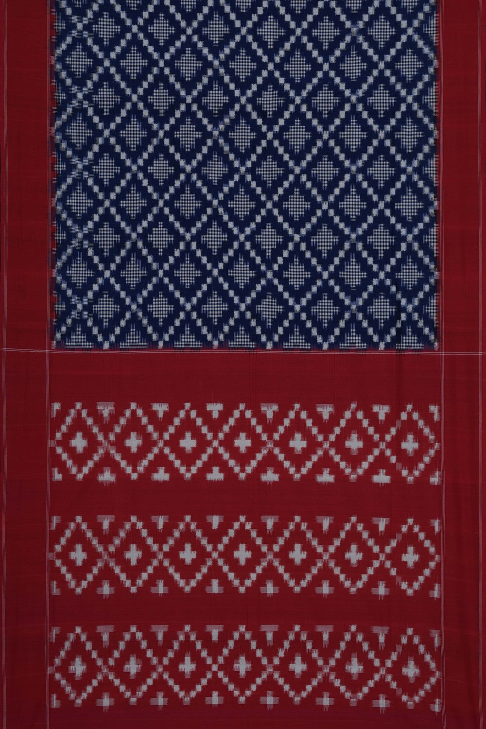 Image of Indigo Blue Pochampally Ikat Cotton Saree