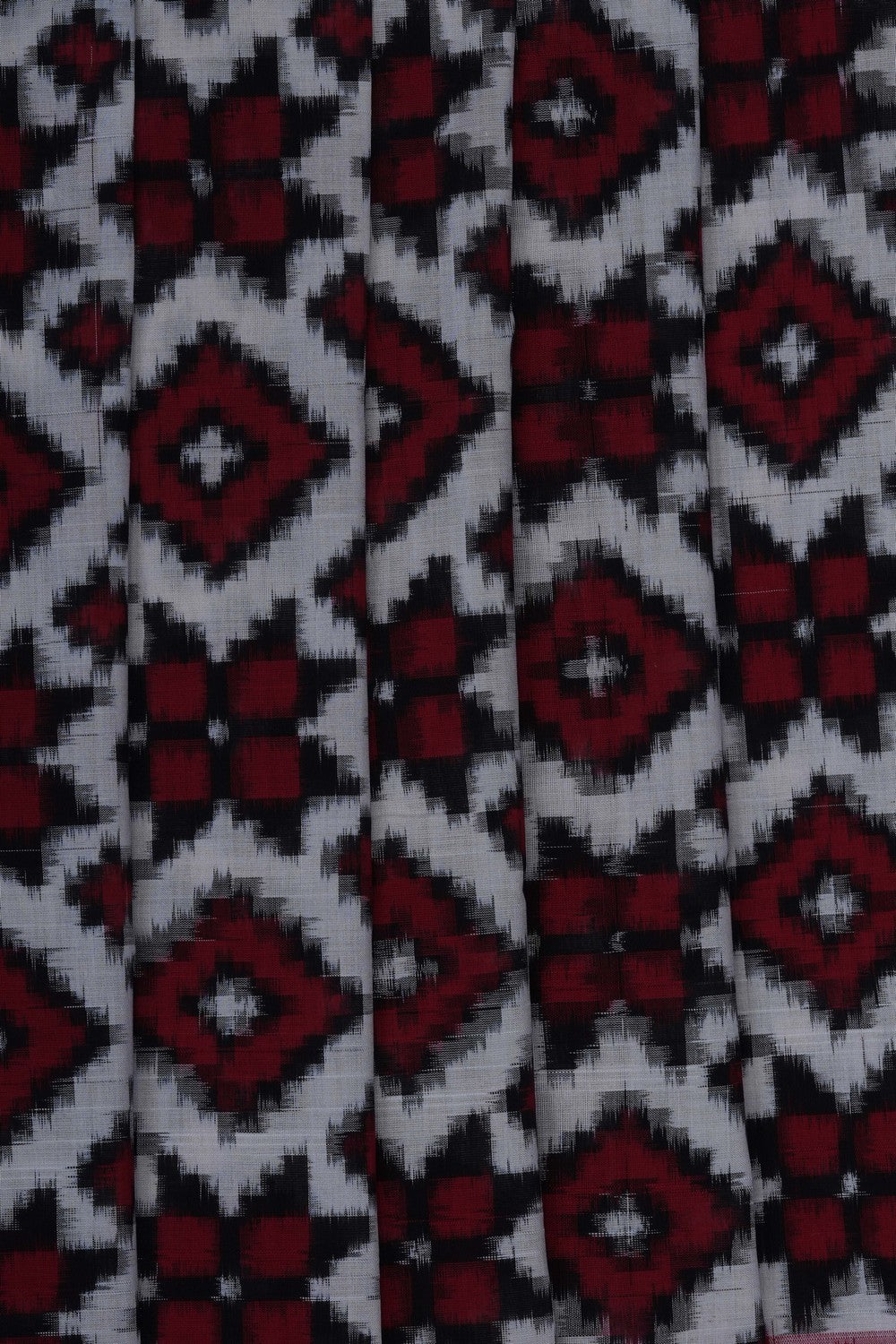 Image of White Pochampally Ikat Cotton Saree