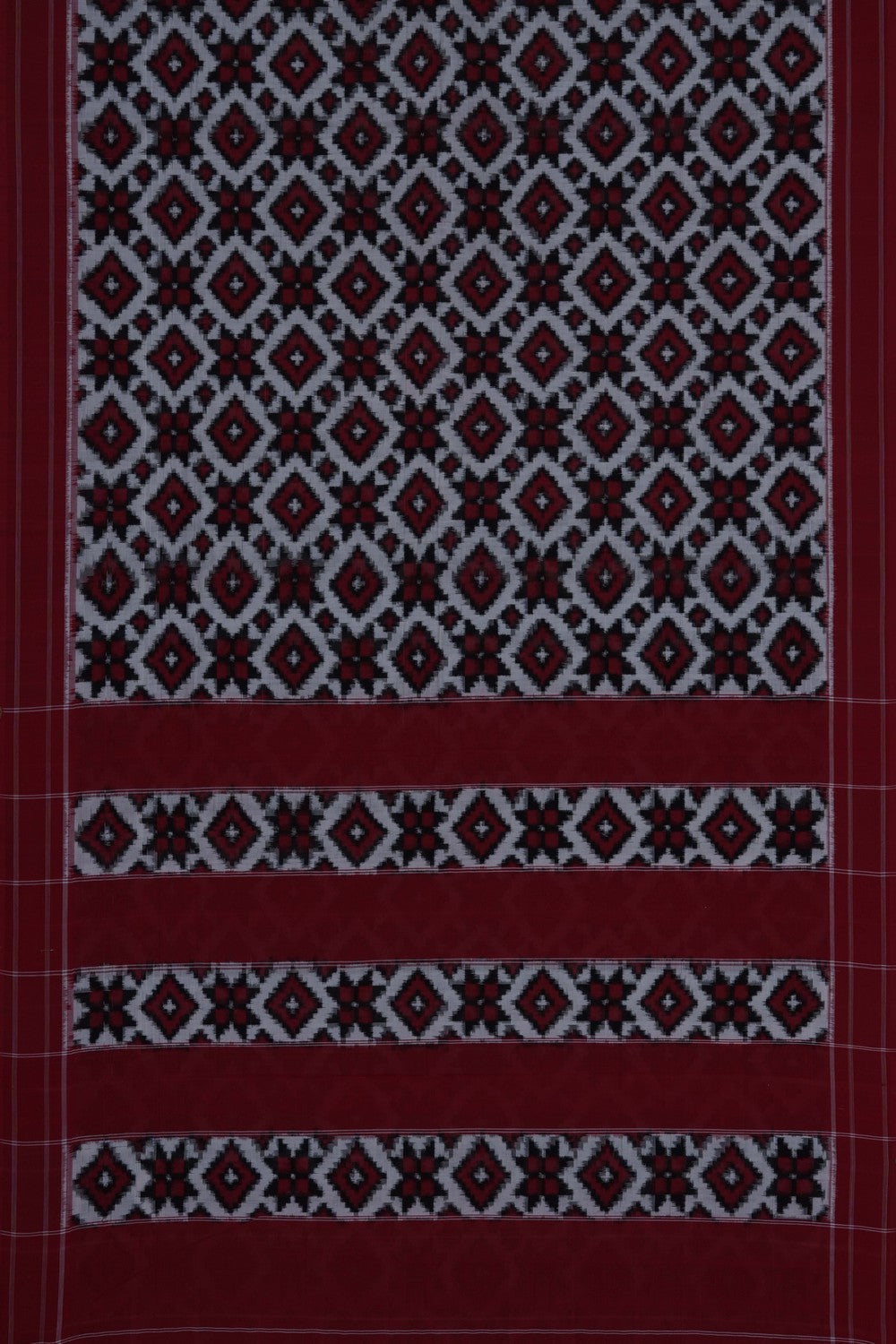 Image of White Pochampally Ikat Cotton Saree