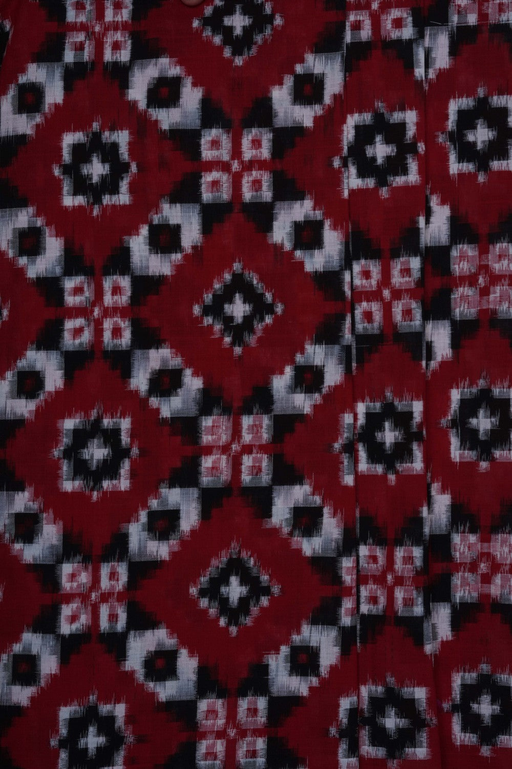 Image of Red Pochampally Ikat Cotton Saree