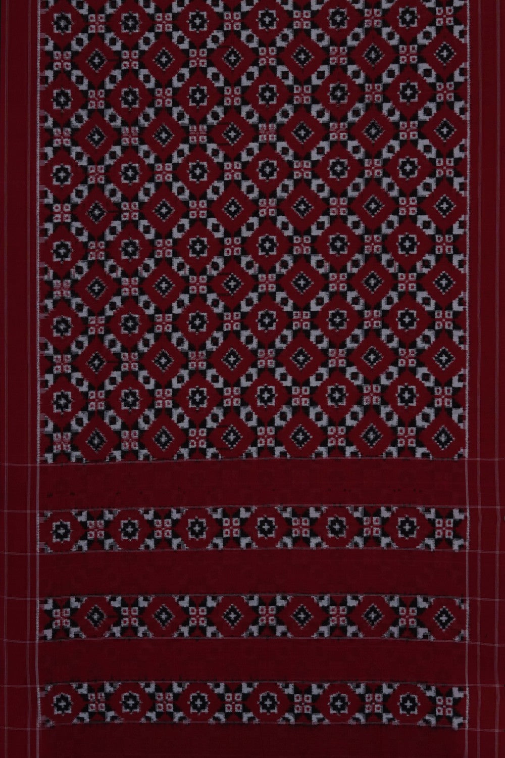 Image of Red Pochampally Ikat Cotton Saree