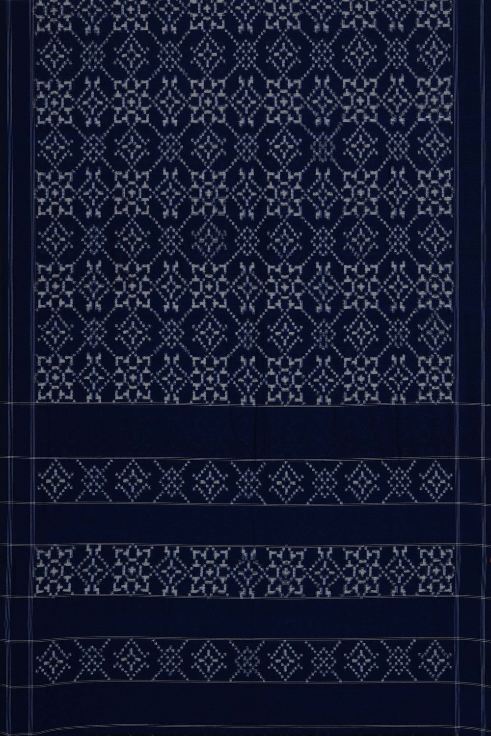 Image of Navy Blue Pochampally Ikat Cotton Saree