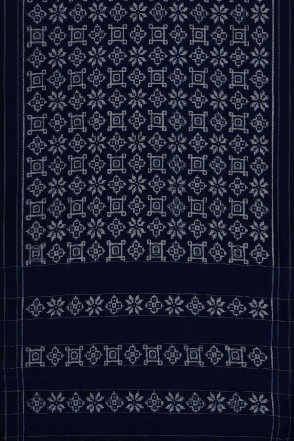 Image of Navy blue Pochampally Ikat Cotton Saree