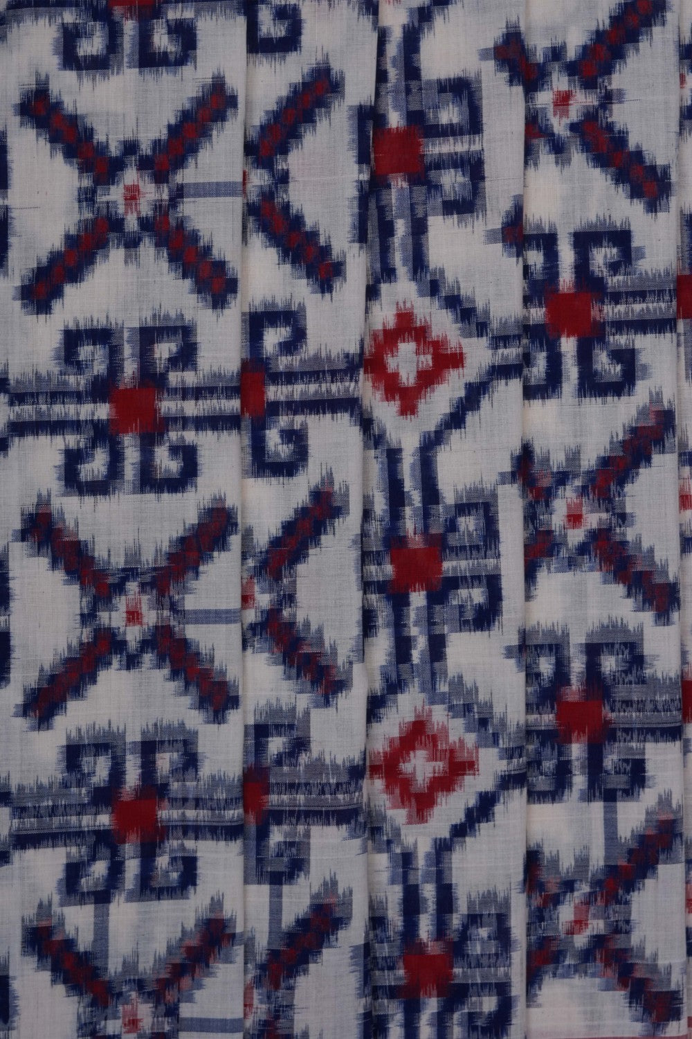 Image of White Pochampally Ikat Cotton Saree