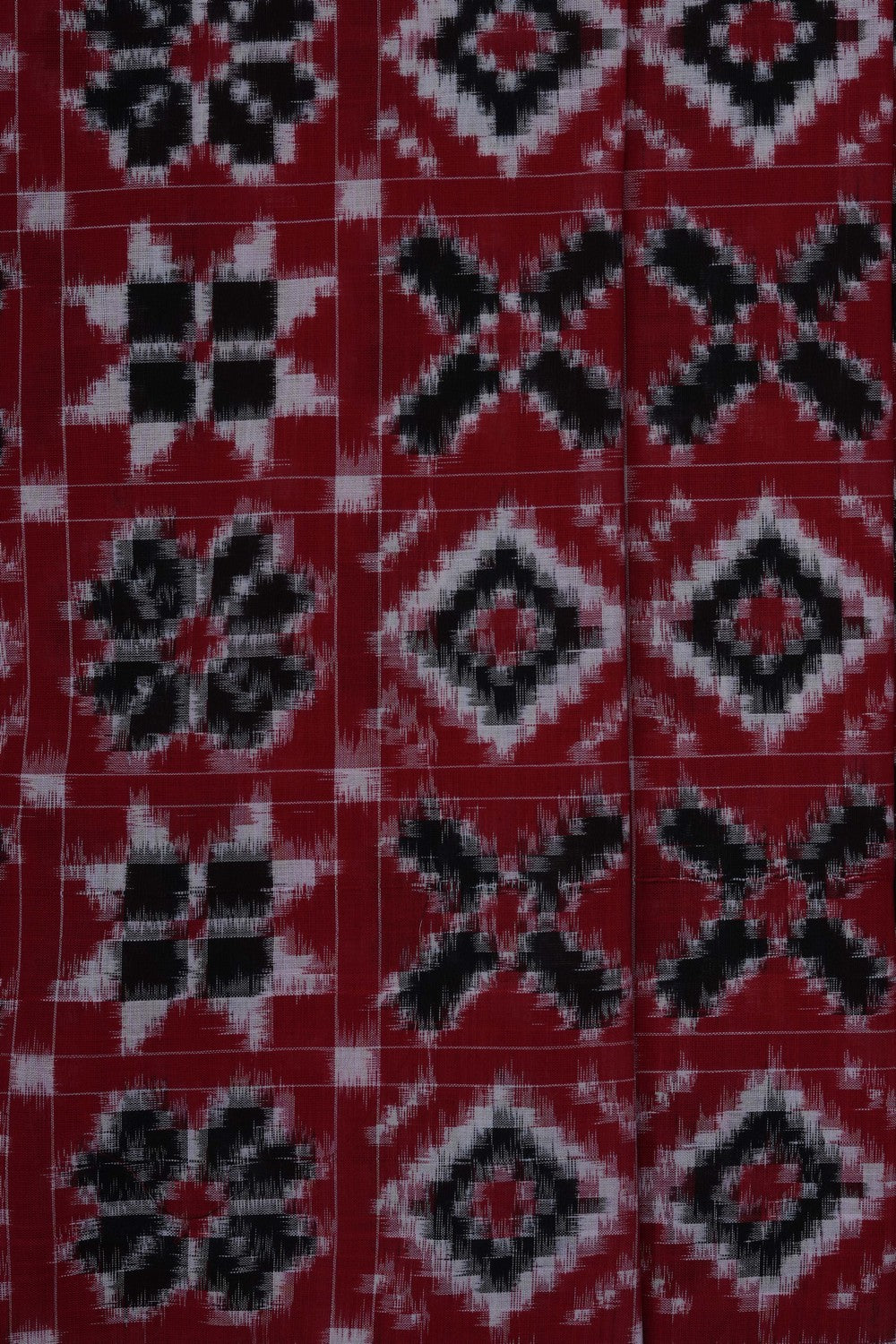 Image of Red Pochampally Ikat Cotton Saree