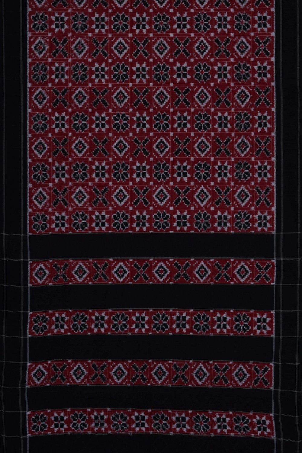 Image of Red Pochampally Ikat Cotton Saree