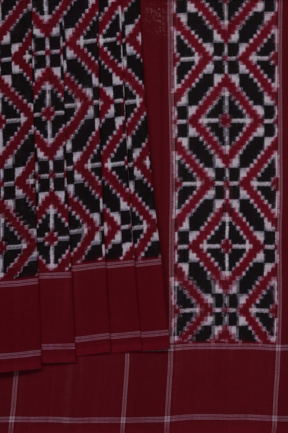 Image of Maroon Pochampally Ikat Cotton Saree
