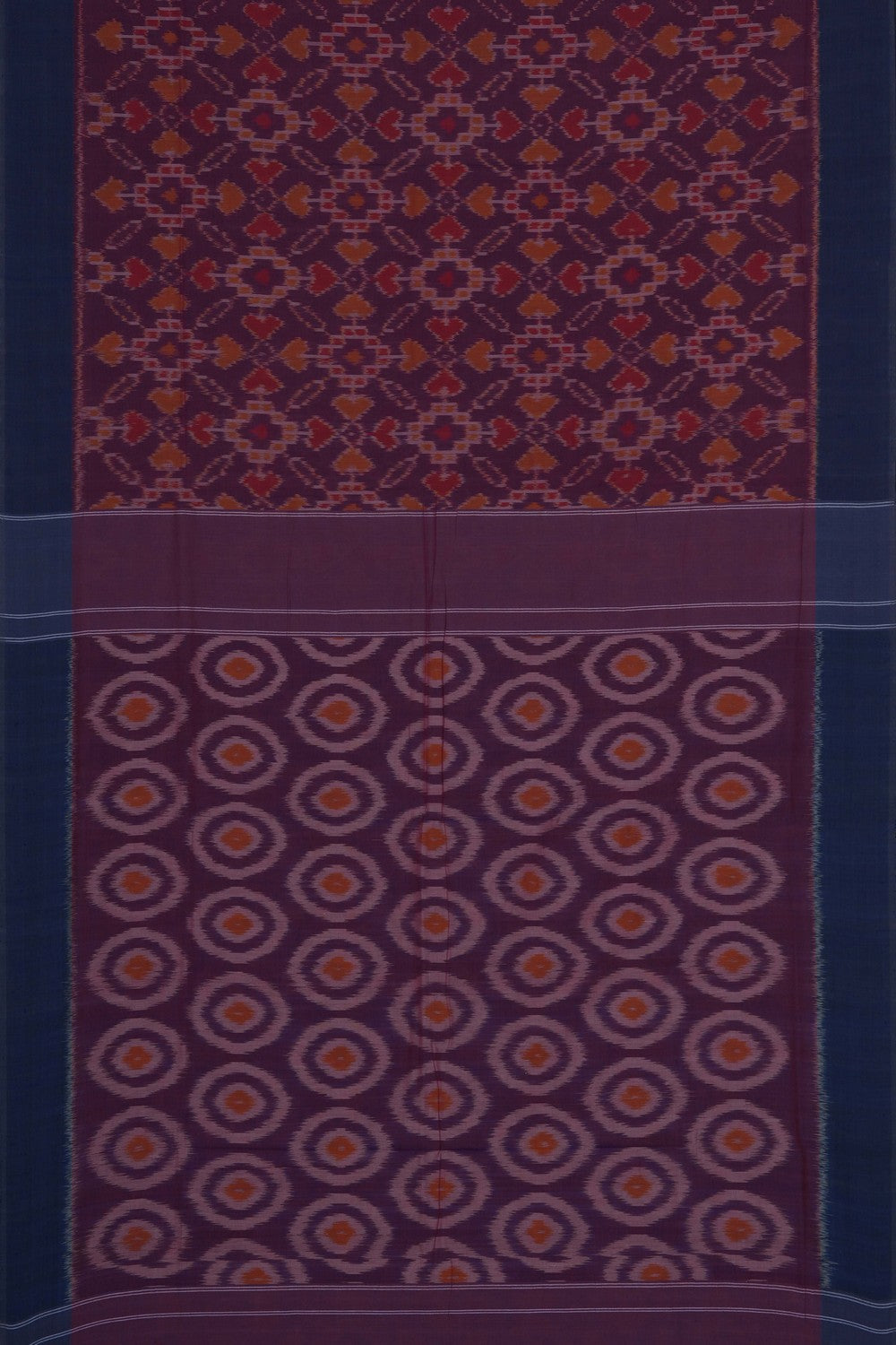 Image of Purple Pochampally Ikat Cotton Saree