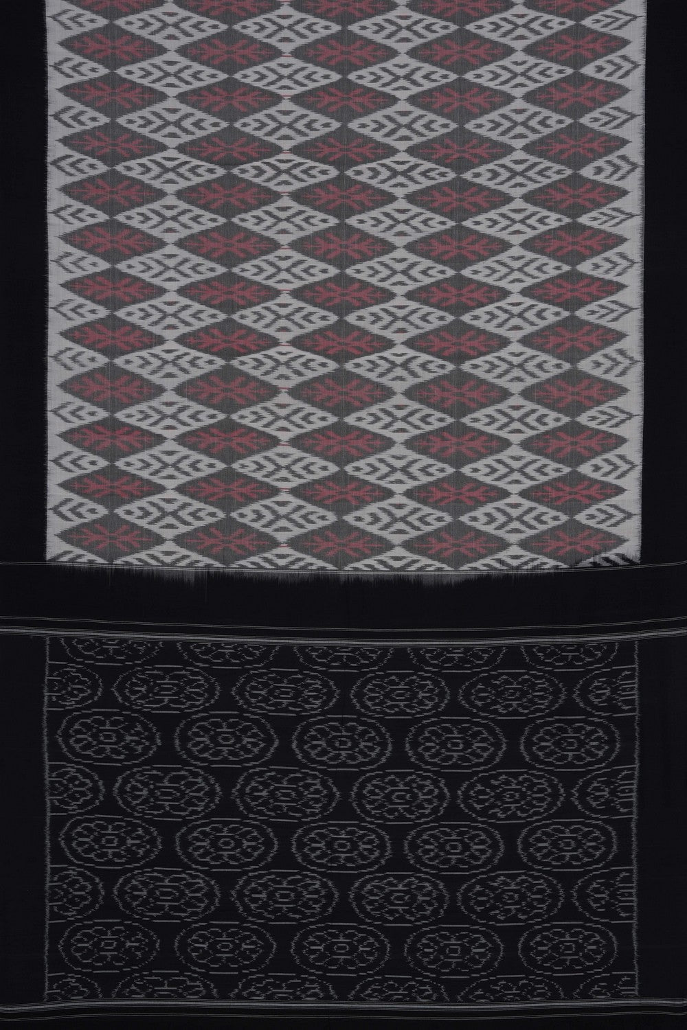 Image of Off-White Pochampally Ikat Cotton Saree