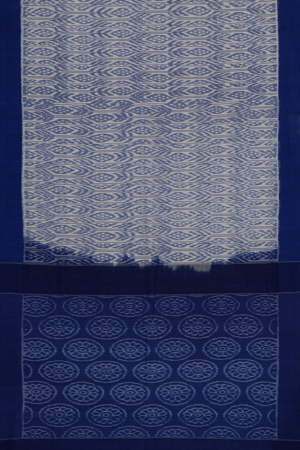 Image of Off-White Pochampally Ikat Cotton Saree