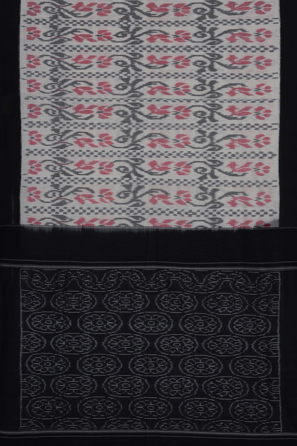 Image of Off-White Pochampally Ikat Cotton Saree