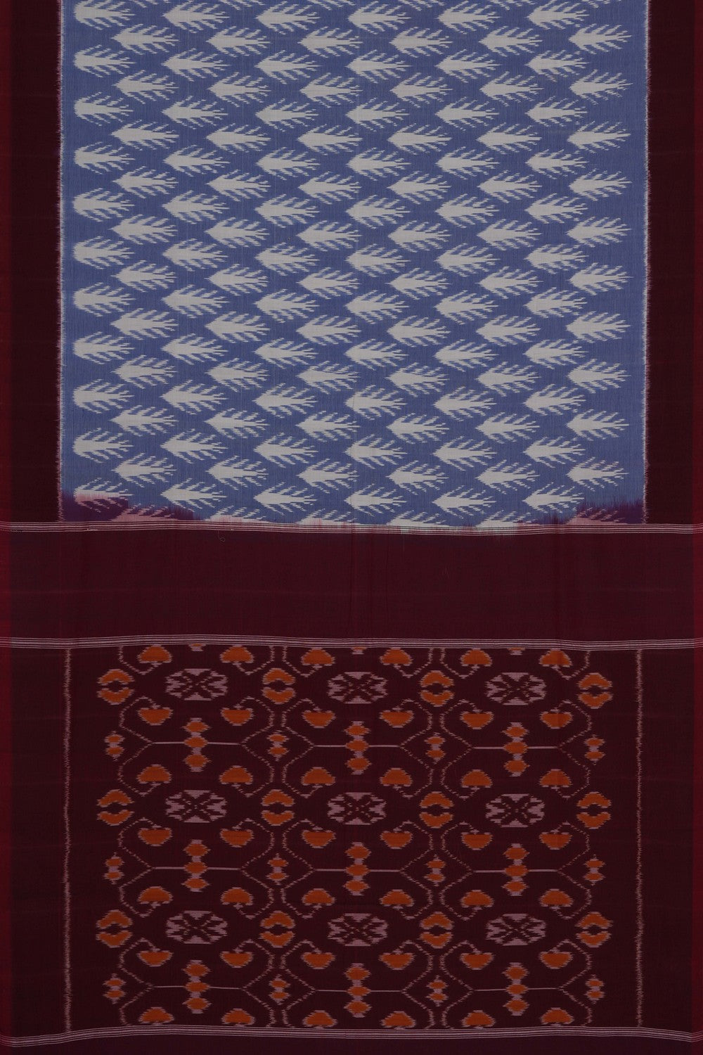 Image of Smoky-Grey Pochampally Ikat Cotton Saree