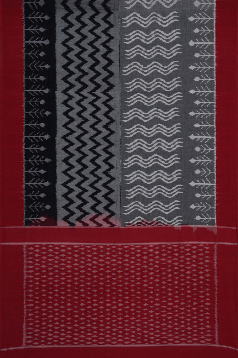 Image of Grey Pochampally Ikat Cotton Saree