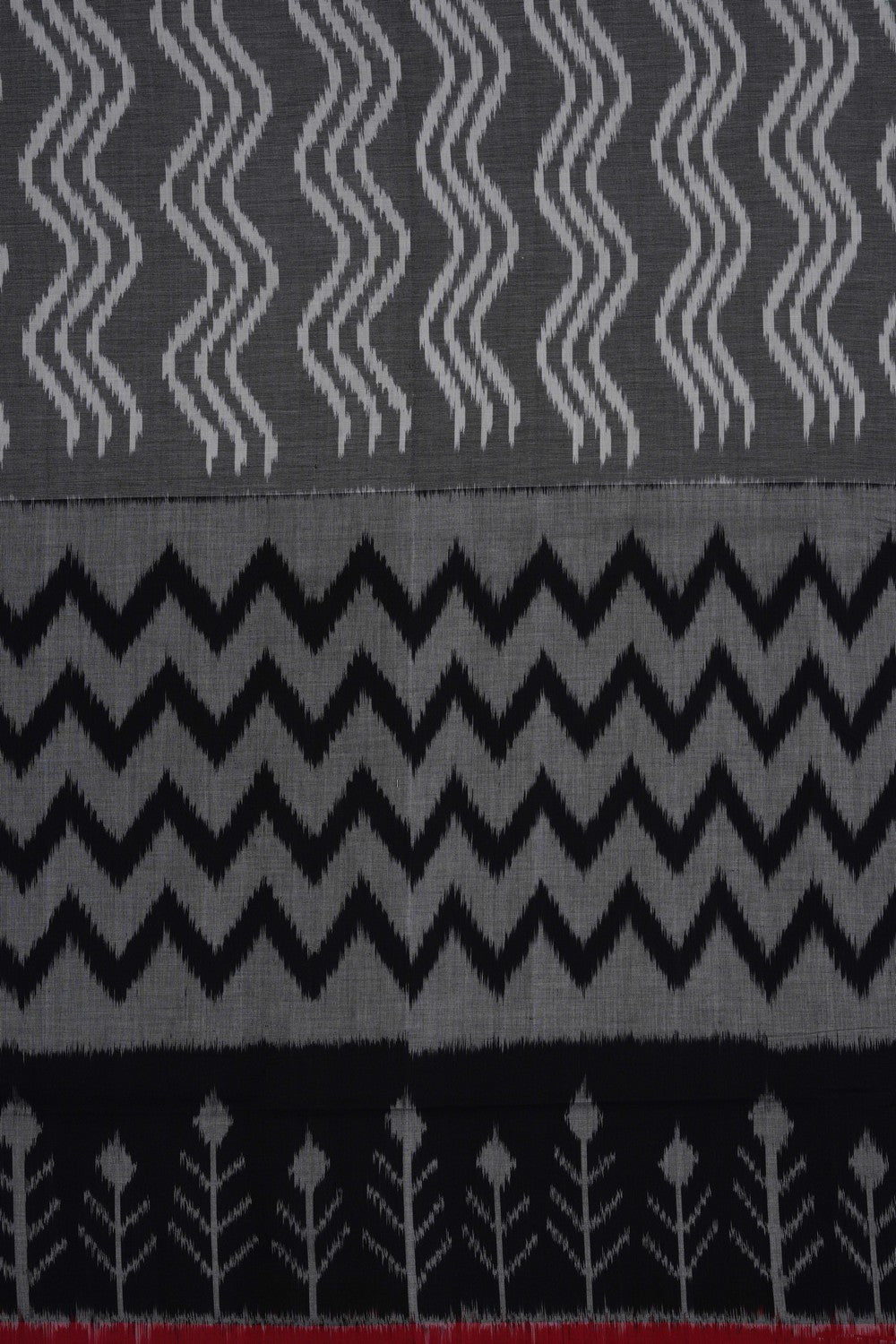 Image of Grey Pochampally Ikat Cotton Saree