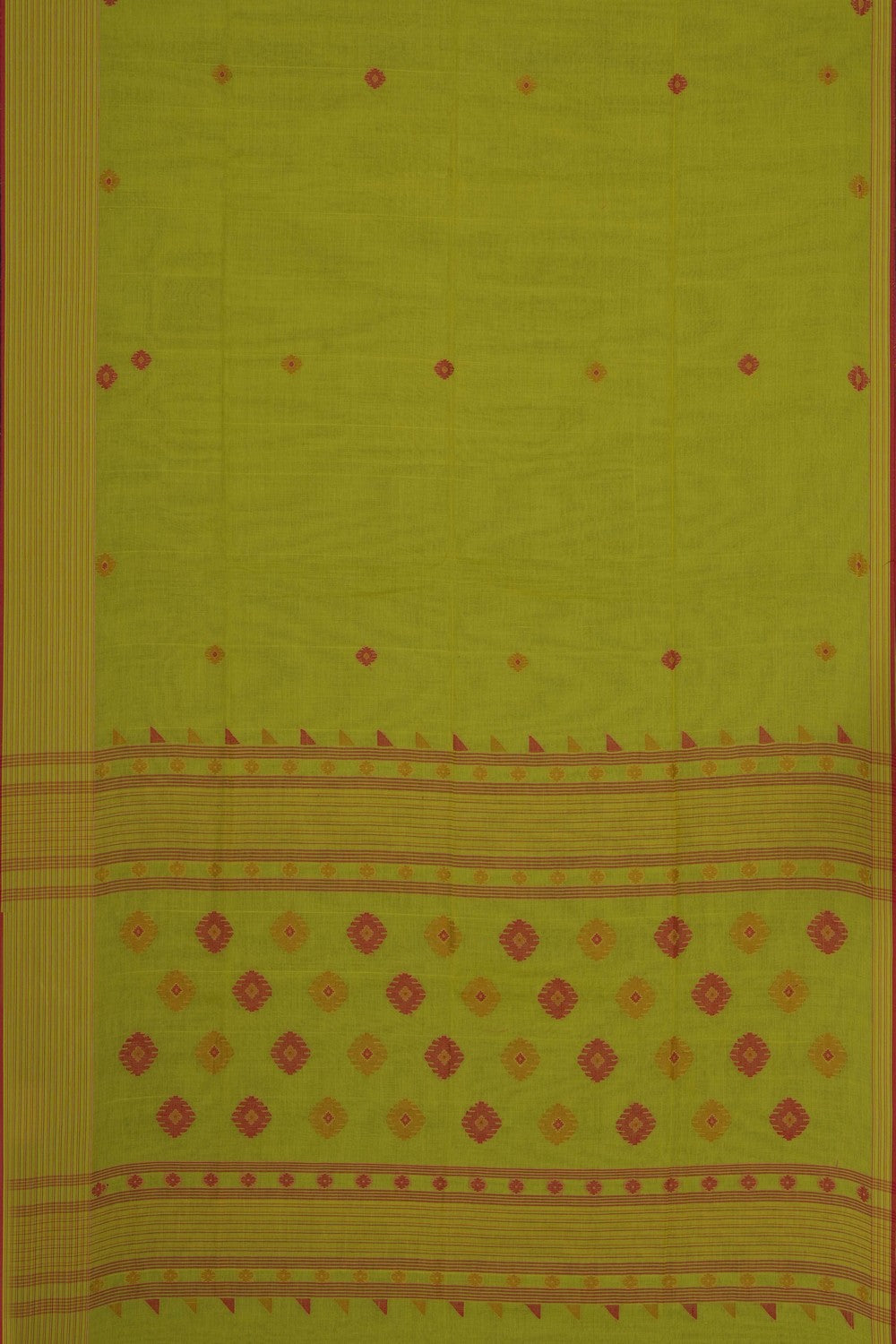 Image of Spring-Green Dhakai Cotton Saree